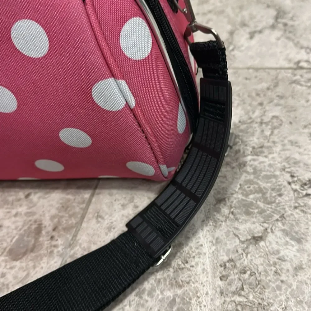 Rockland Luca Vergani Cosmetic Case NEW Pink Polka Dots Large Size
